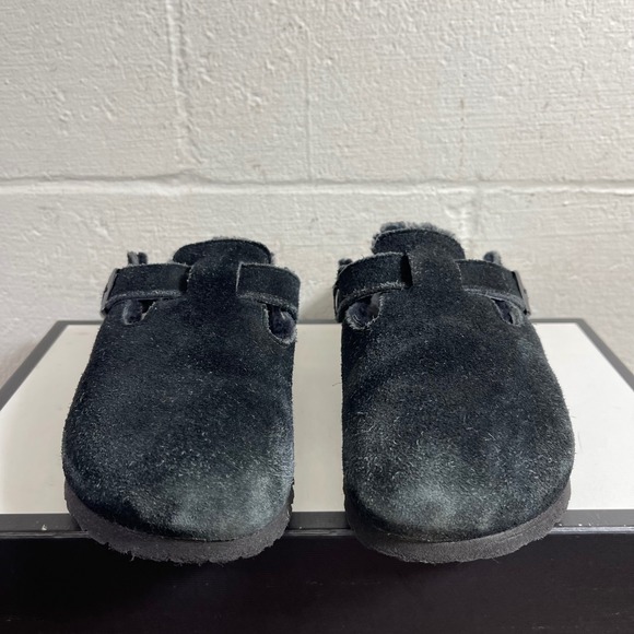 Birkenstock Boston Shearling Black Suede Clogs Mule Sandal Women's 39 EU/8 US - Picture 3 of 12